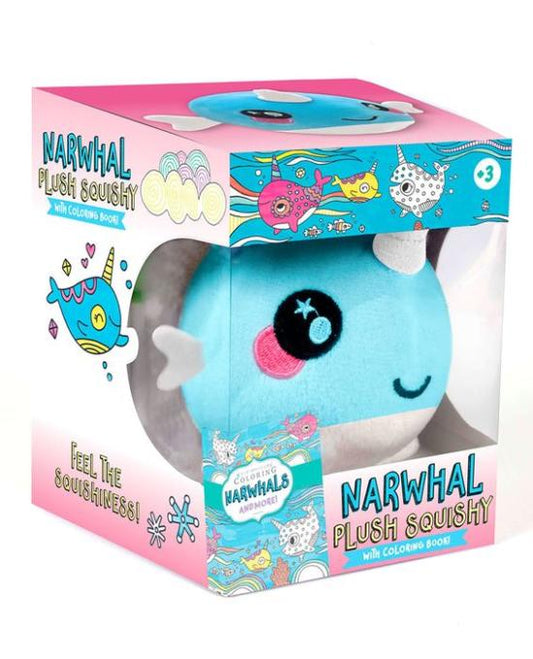 Narwhal Plush Squishy with Colouring Book